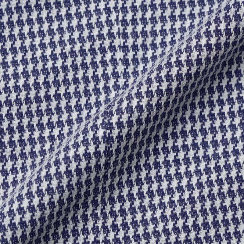 BARNEYS NEW YORK ジャージー素材マイクロ千鳥柄カジュアルシャツ NAVY