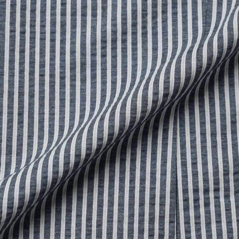 BARNEYS NEW YORK シアサッカー素材ストライプ柄カジュアルシャツ BLUE