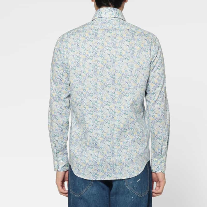 BARNEYS NEW YORK フラワー柄カジュアルシャツ BLUE