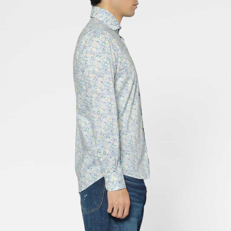 BARNEYS NEW YORK フラワー柄カジュアルシャツ BLUE