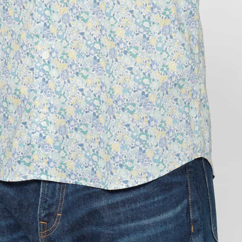 BARNEYS NEW YORK フラワー柄カジュアルシャツ BLUE