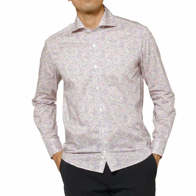 BARNEYS NEW YORK フラワー柄カジュアルシャツ PURPLE