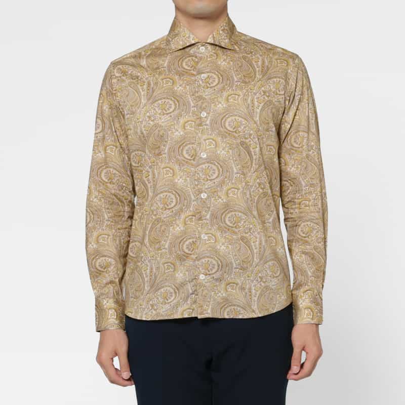 BARNEYS NEW YORK ペイズリー柄カジュアルシャツ BROWN