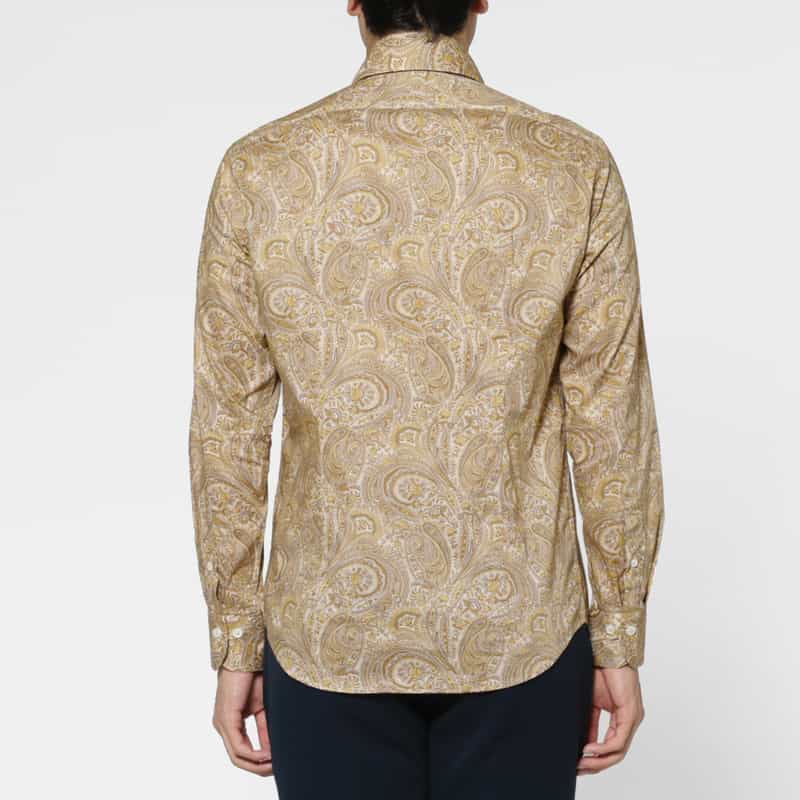 BARNEYS NEW YORK ペイズリー柄カジュアルシャツ BROWN
