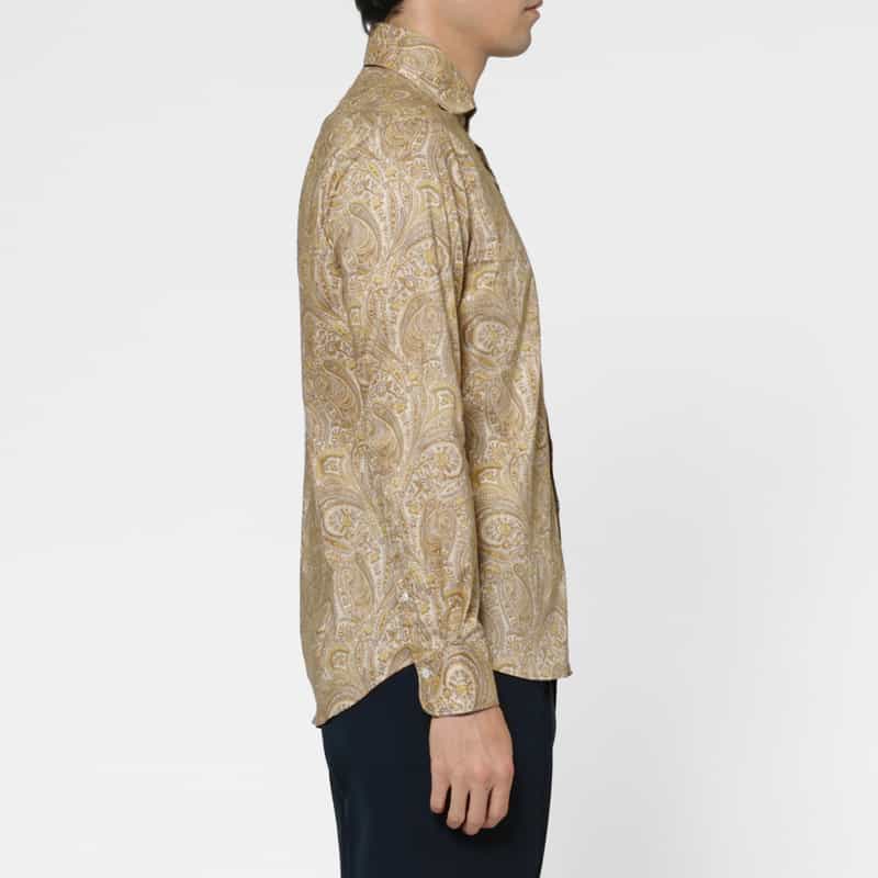 BARNEYS NEW YORK ペイズリー柄カジュアルシャツ BROWN