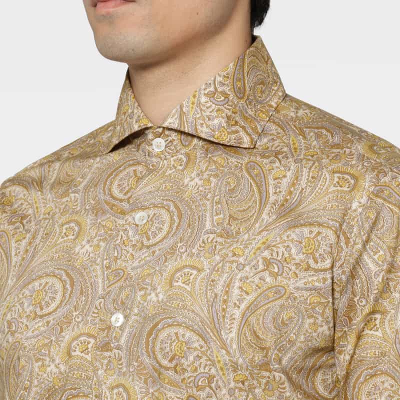 BARNEYS NEW YORK ペイズリー柄カジュアルシャツ BROWN