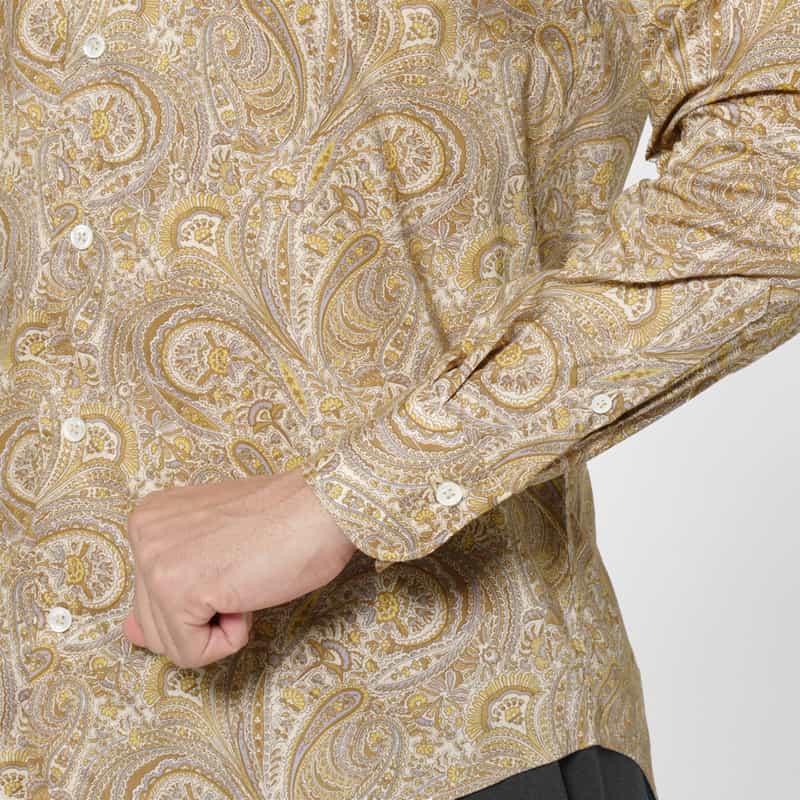 BARNEYS NEW YORK ペイズリー柄カジュアルシャツ BROWN