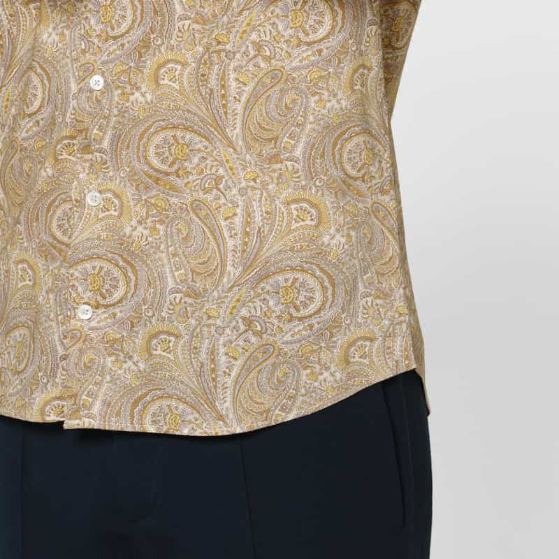 BARNEYS NEW YORK ペイズリー柄カジュアルシャツ BROWN