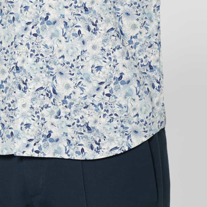 BARNEYS NEW YORK ブロード生地フラワー柄カジュアルシャツ WHITE