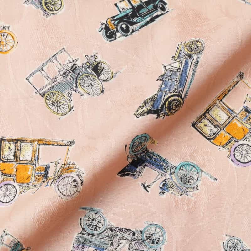 BARNEYS NEW YORK ジャガード生地オープンカラープリントシャツ PINK