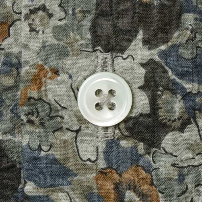BARNEYS NEW YORK コットンシアサッカー素材フラワー柄カジュアルシャツ GRAY