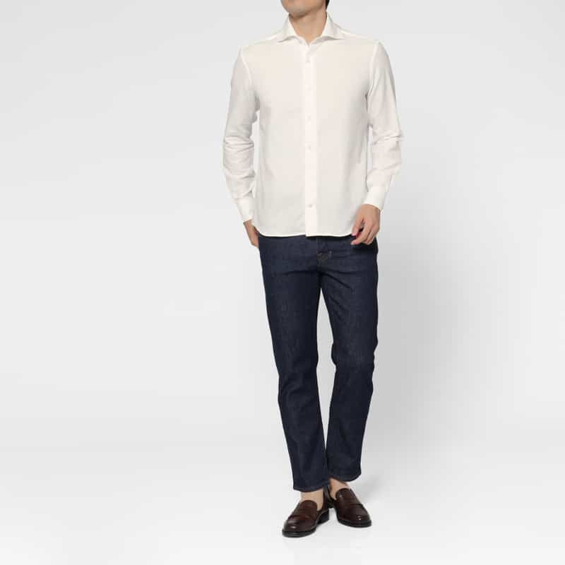 BARNEYS NEW YORK パイル生地カジュアルシャツ WHITE