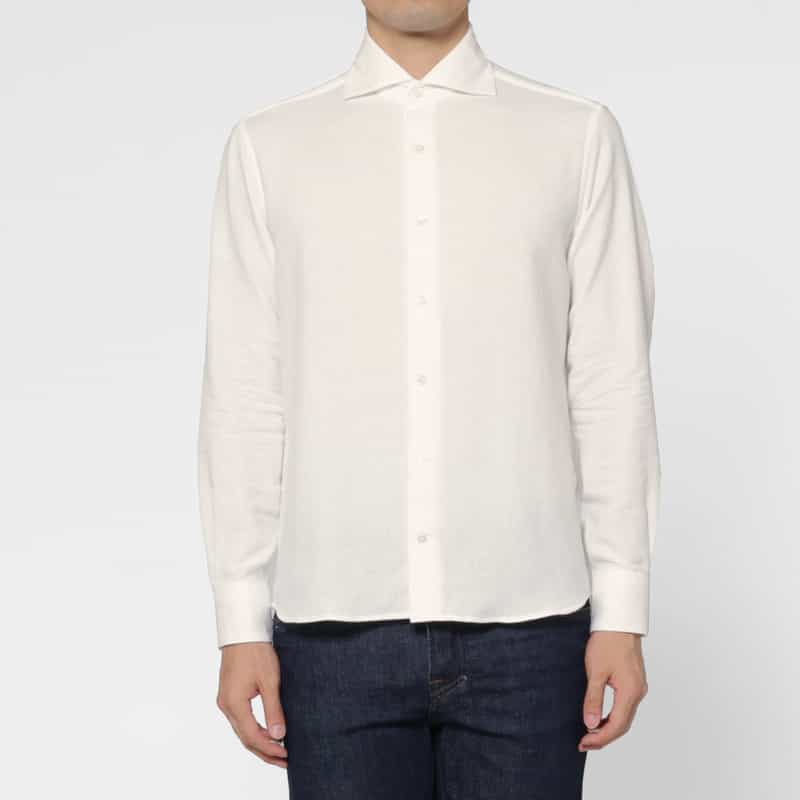 BARNEYS NEW YORK パイル生地カジュアルシャツ WHITE