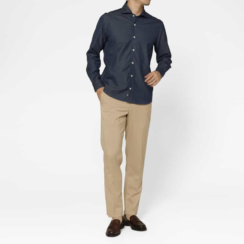 BARNEYS NEW YORK インディゴコットンカジュアルシャツ BLUE