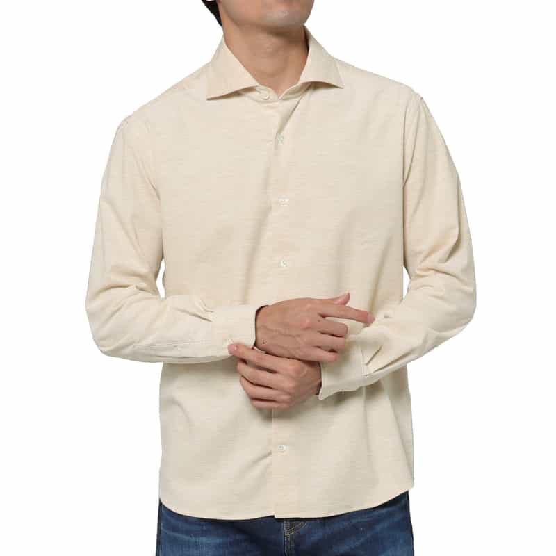 BARNEYS NEW YORK メランジ生地カジュアルシャツ WHITE