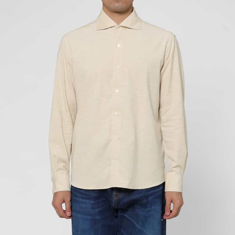 BARNEYS NEW YORK メランジ生地カジュアルシャツ WHITE