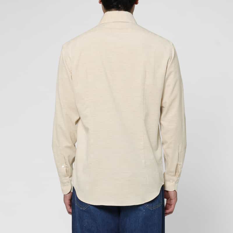 BARNEYS NEW YORK メランジ生地カジュアルシャツ WHITE