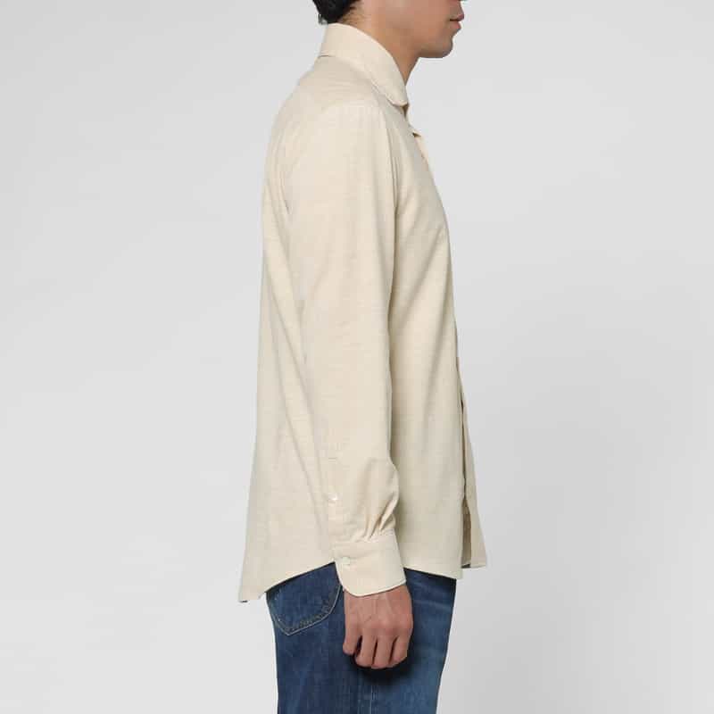 BARNEYS NEW YORK メランジ生地カジュアルシャツ WHITE