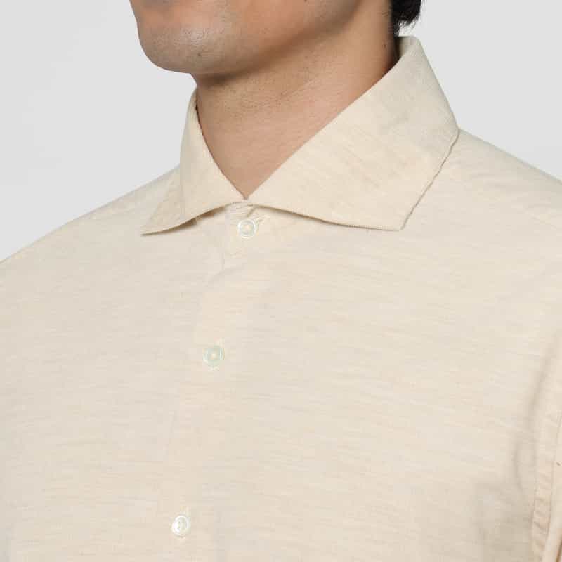 BARNEYS NEW YORK メランジ生地カジュアルシャツ WHITE