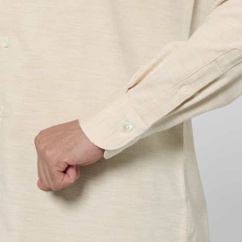 BARNEYS NEW YORK メランジ生地カジュアルシャツ WHITE