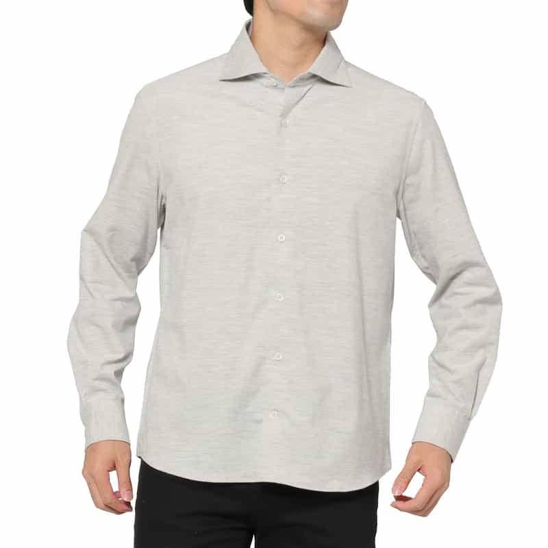 BARNEYS NEW YORK メランジ生地カジュアルシャツ LIGHT GRAY
