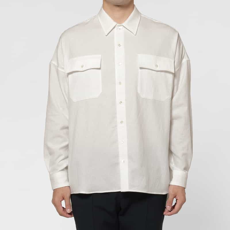 BARNEYS NEW YORK パイル生地オーバーシルエットカジュアルシャツ WHITE