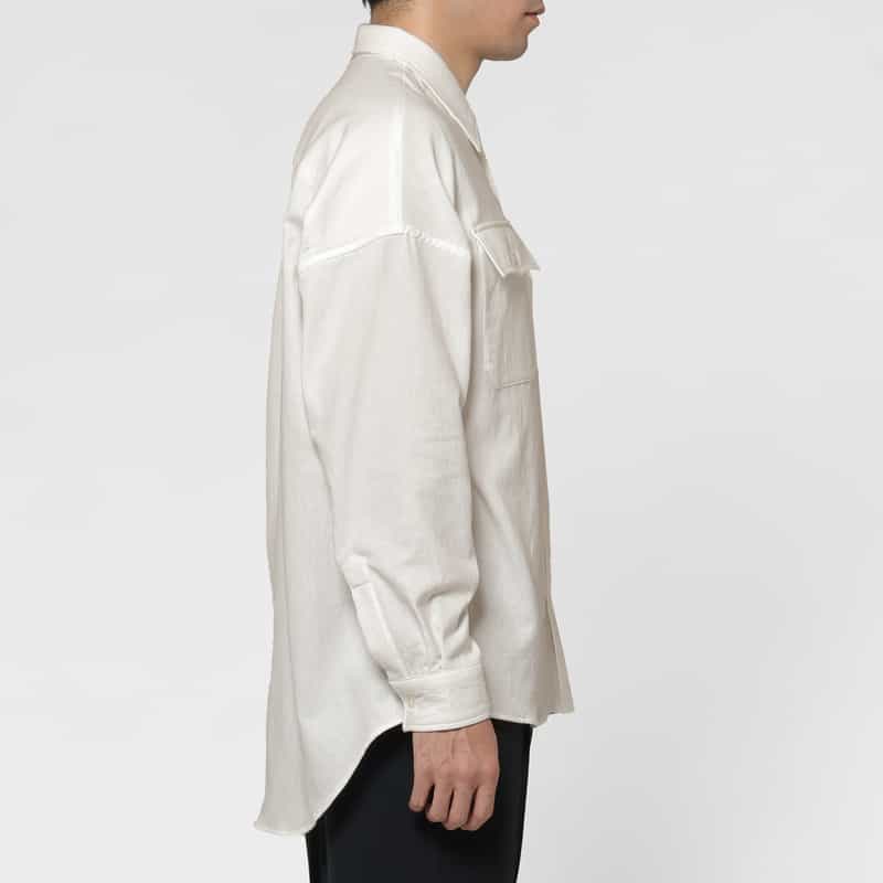 BARNEYS NEW YORK パイル生地オーバーシルエットカジュアルシャツ WHITE
