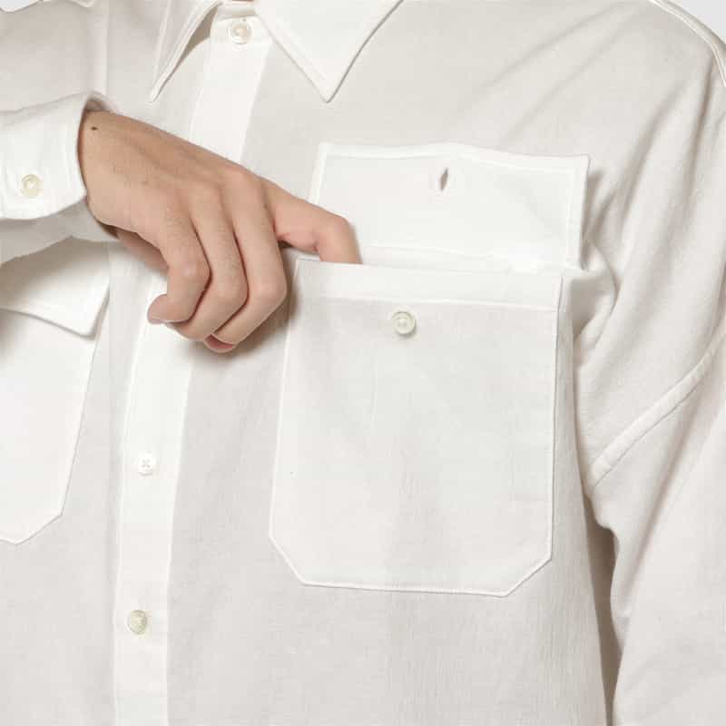 BARNEYS NEW YORK パイル生地オーバーシルエットカジュアルシャツ WHITE