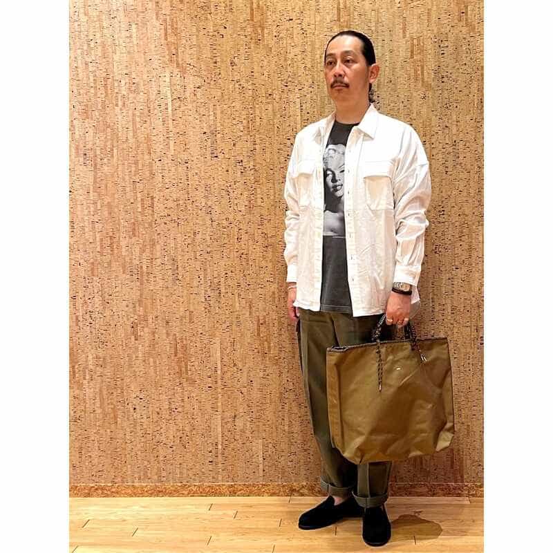 BARNEYS NEW YORK パイル生地オーバーシルエットカジュアルシャツ WHITE