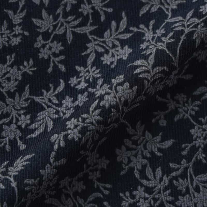 BARNEYS NEW YORK コーデュロイ生地プリントカジュアルシャツ NAVY