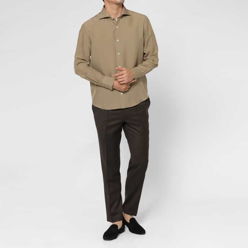 BARNEYS NEW YORK シルク素材カジュアルシャツ BEIGE
