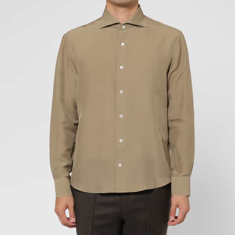 BARNEYS NEW YORK シルク素材カジュアルシャツ BEIGE