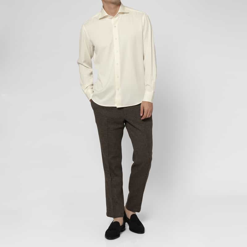 BARNEYS NEW YORK ウォッシャブルウールシャツ WHITE