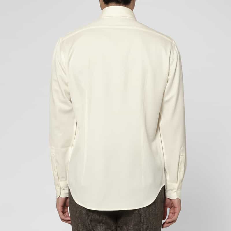 BARNEYS NEW YORK ウォッシャブルウールシャツ WHITE