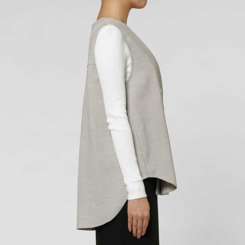 BARNEYS NEW YORK セットアップ ウォッシャブル リネンライク ダブルブレストベスト LIGHT GRAY