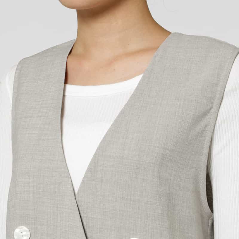 BARNEYS NEW YORK セットアップ ウォッシャブル リネンライク ダブルブレストベスト LIGHT GRAY