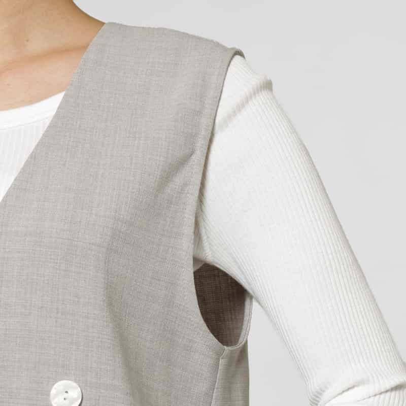 BARNEYS NEW YORK セットアップ ウォッシャブル リネンライク ダブルブレストベスト LIGHT GRAY
