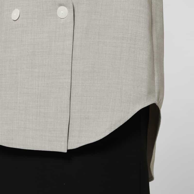 BARNEYS NEW YORK セットアップ ウォッシャブル リネンライク ダブルブレストベスト LIGHT GRAY