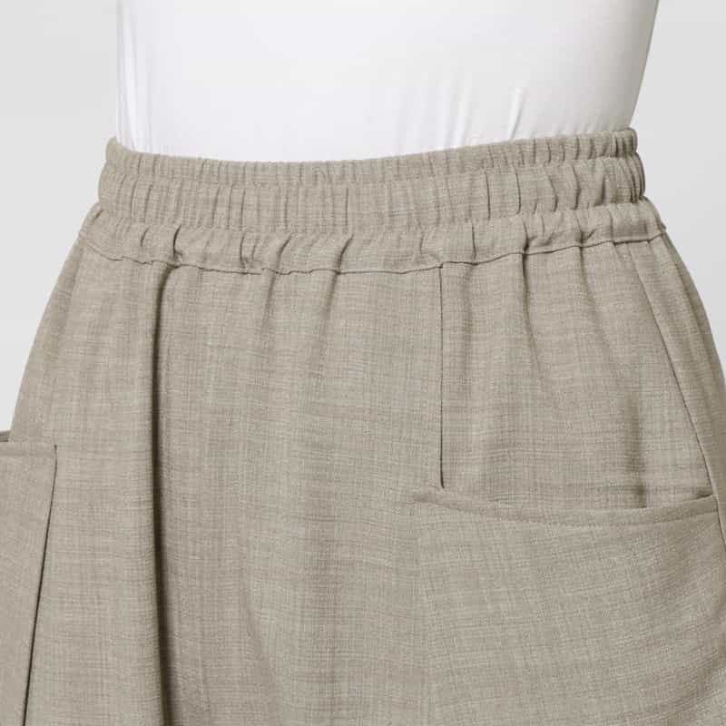 BARNEYS NEW YORK セットアップ ウォッシャブル リネンライク フロントポケット ドローストリング タック ワイドパンツ BEIGE