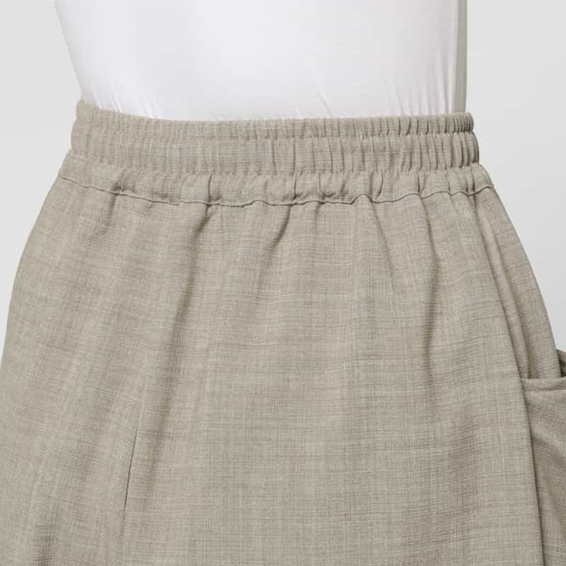 BARNEYS NEW YORK セットアップ ウォッシャブル リネンライク フロントポケット ドローストリング タック ワイドパンツ BEIGE