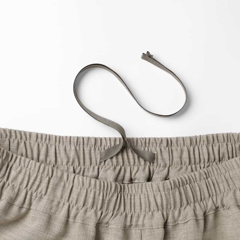 BARNEYS NEW YORK セットアップ ウォッシャブル リネンライク フロントポケット ドローストリング タック ワイドパンツ BEIGE