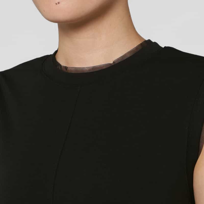 BARNEYS NEW YORK ウォッシャブル チュールデザイン サイドドレープロングドレス BLACK