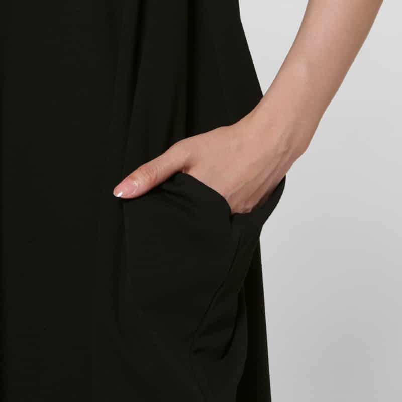 BARNEYS NEW YORK ウォッシャブル チュールデザイン サイドドレープロングドレス BLACK
