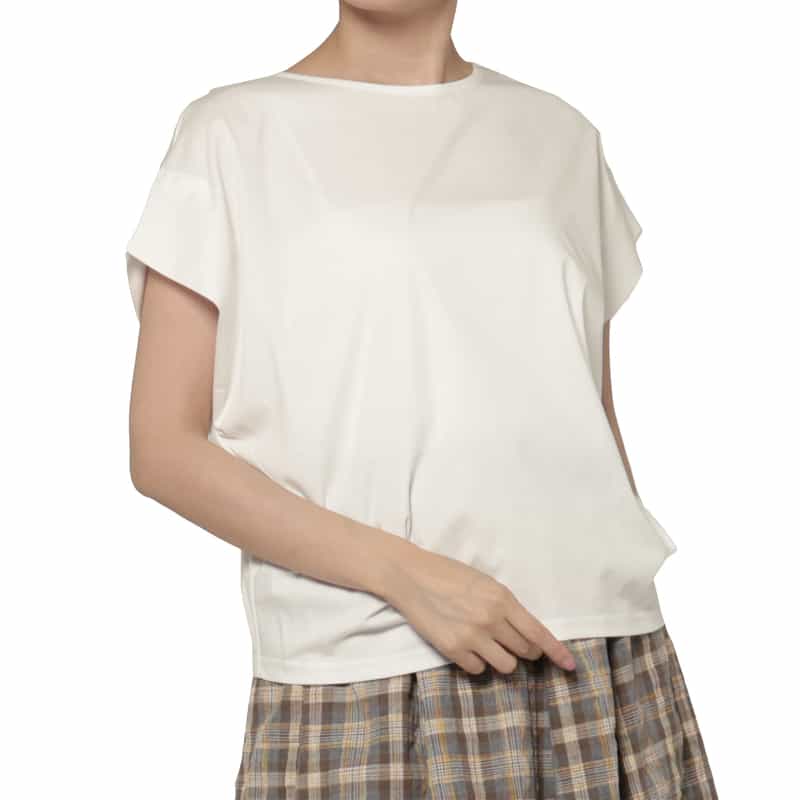 BARNEYS NEW YORK ウォッシャブル シルケット天竺素材カットソー WHITE