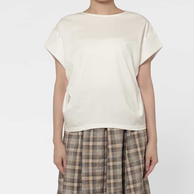 BARNEYS NEW YORK ウォッシャブル シルケット天竺素材カットソー WHITE