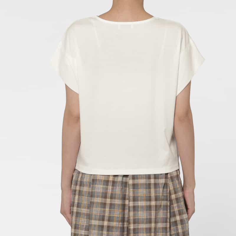 BARNEYS NEW YORK ウォッシャブル シルケット天竺素材カットソー WHITE