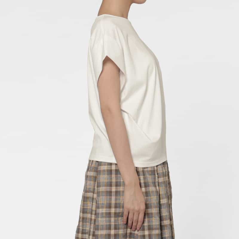 BARNEYS NEW YORK ウォッシャブル シルケット天竺素材カットソー WHITE