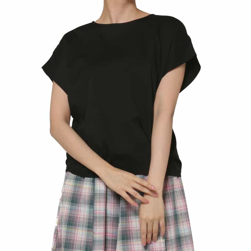 BARNEYS NEW YORK ウォッシャブル シルケット天竺素材カットソー BLACK