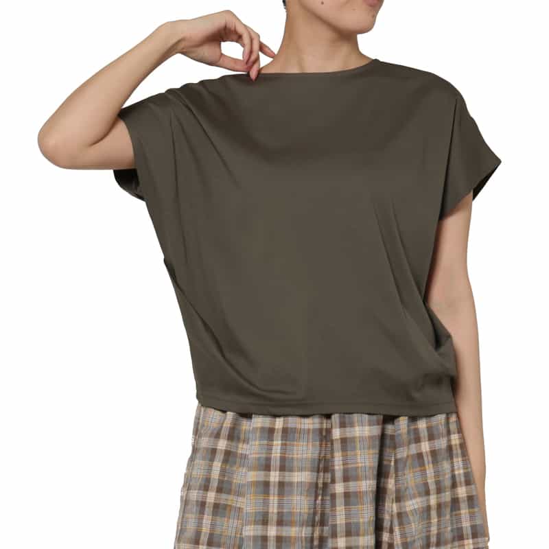 BARNEYS NEW YORK ウォッシャブル シルケット天竺素材カットソー DARK GRAY
