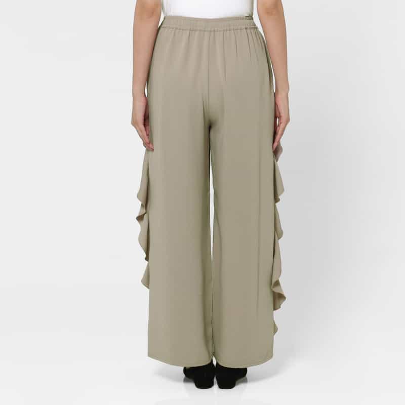 BARNEYS NEW YORK ウォッシャブル サイドフリルデザインワイドパンツ BEIGE